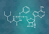 Remdesivir antiviral drug molecule, illustration