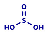 Sulfurous acid molecule, illustration