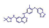 Tucatinib cancer drug molecule, illustration