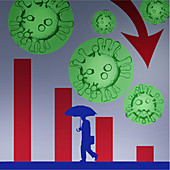 Economic downturn due to coronavirus, illustration