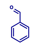 Benzaldehyde bitter almond odour molecule, illustration