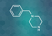 BZP recreational drug molecule, illustration