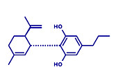 Cannabidivarin cannabinoid molecule, illustration