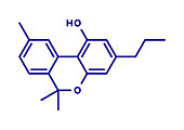 Cannabivarin cannabinoid molecule, illustration