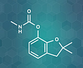 Carbofuran carbamate pesticide molecule, illustration