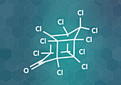 Chlordecone pesticide molecule, illustration