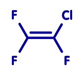 Chlorotrifluoroethylene refrigerant molecule, illustration