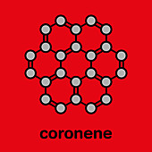 Coronene polyaromatic hydrocarbon molecule, illustration