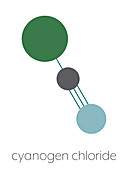 Cyanogen chloride toxic gas molecule, illustration