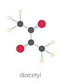 Diacetyl molecule, illustration