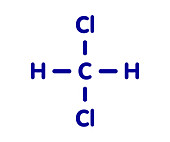 Dichloromethane solvent molecule, illustration