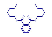 Di-n-hexyl phthalate plasticizer molecule, illustration