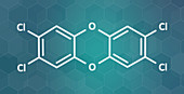 TCDD polychlorinated dibenzodioxin molecule, illustration