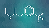 Fenfluramine weight loss drug molecule, illustration