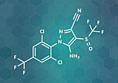 Fipronil insecticide molecule, illustration