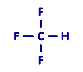 Fluoroform greenhouse gas molecule, illustration