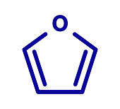 Furan heterocyclic aromatic molecule, illustration