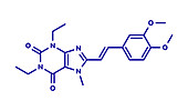 Istradefylline drug molecule, illustration