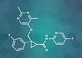 Lemborexant insomnia drug molecule, illustration