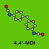 Methylene diphenyl diisocyanate molecule, illustration