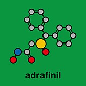 Adrafinil drug molecule, illustration
