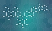 Solanine nightshade poison molecule, illustration