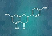 Apigenin yellow herbal dye molecule, illustration