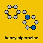 Benzylpiperazine recreational drug molecule, illustration