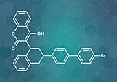 Brodifacoum rodenticide molecule, illustration