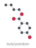 Butyl paraben preservative molecule, illustration