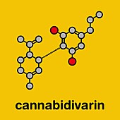 Cannabidivarin cannabinoid molecule, illustration