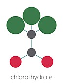 Chloral hydrate sedative drug molecule, illustration