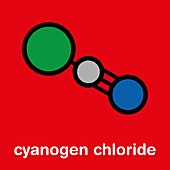 Cyanogen chloride toxic gas molecule, illustration