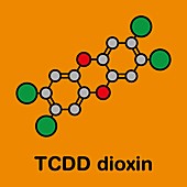 TCDD pollutant molecule, illustration