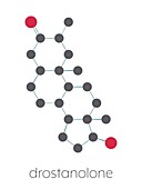 Drostanolone anabolic steroid molecule, illustration