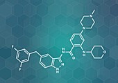 Entrectinib cancer drug molecule, illustration