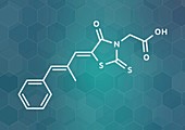 Epalrestat diabetic neuropathy drug molecule, illustration