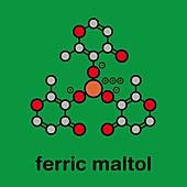 Ferric maltol iron deficiency drug molecule, illustration