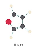 Furan heterocyclic aromatic molecule, illustration