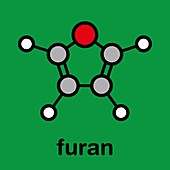 Furan heterocyclic aromatic molecule, illustration