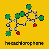 Hexachlorophene disinfectant molecule, illustration