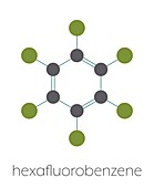 Hexafluorobenzene molecule, illustration
