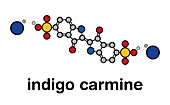 Indigo carmine food colorant molecule, illustration