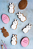 Easter Fondant Covered Gingerbread Egg And Bunny Biscuits