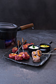 Fondue chinoise with beeef fillet