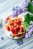 Strawberry Topped Waffles
