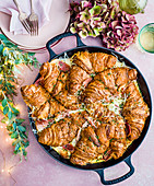 Savoury croissant bake with cheese and ham