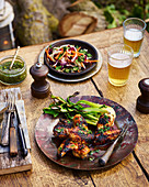 Plated sweet chilli chicken wings with salad