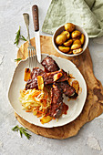 BBQ ribs with cabbage