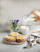 Norwegian sweet bun skoleboller (traditional scandinavian pastry)
